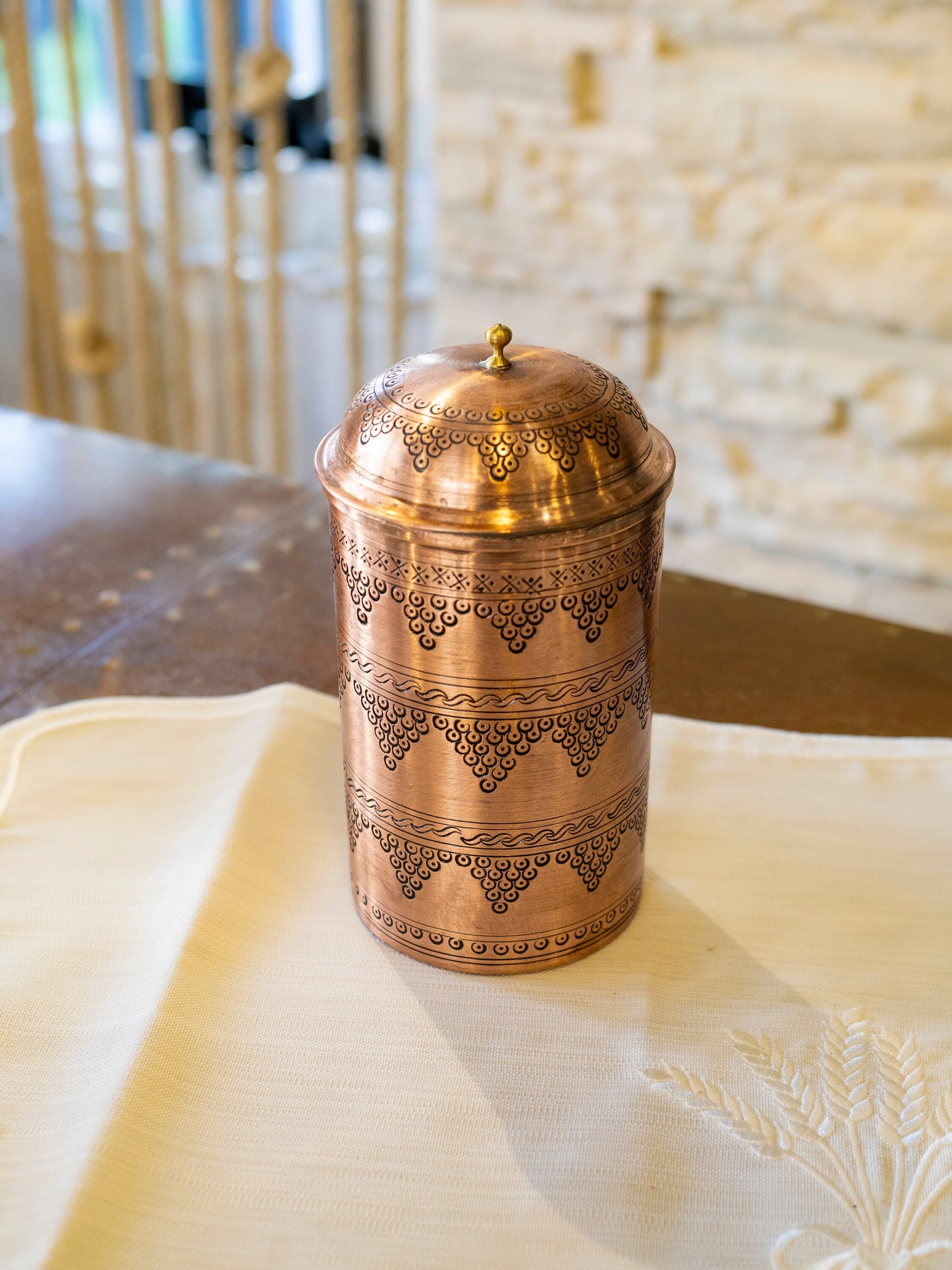 Engraved Copper Canister