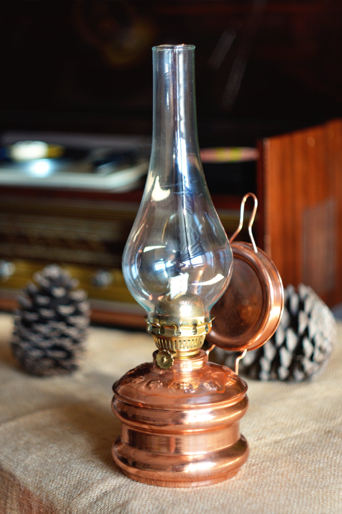 Decorative Copper Oil Lamp, Vintage Oil Lamp, 3 Color Options