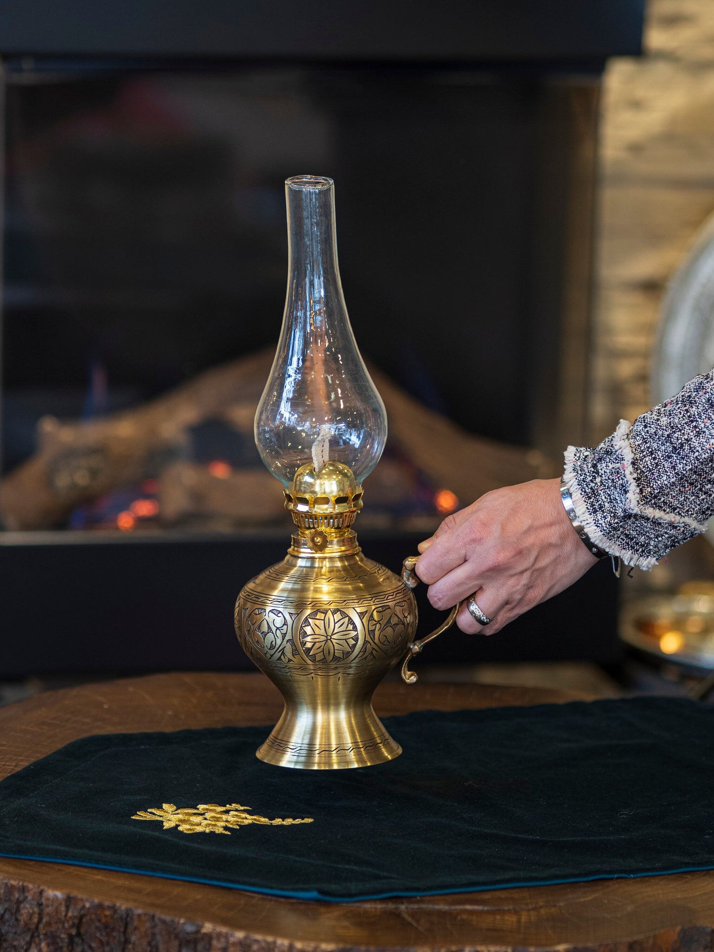 Oil Lamp, Vintage Oil Lamp, Decorative Brass Oil Lamp, Brass Oil Lantern