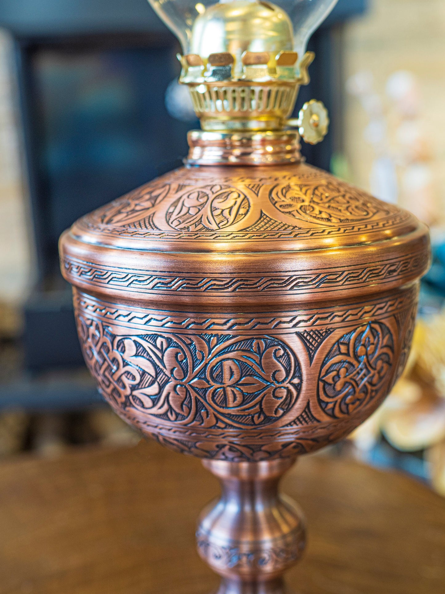 Copper Oil Lamp, Vintage Oil Lamp, Decorative Copper Oil Lamp, Copper Oil Lantern