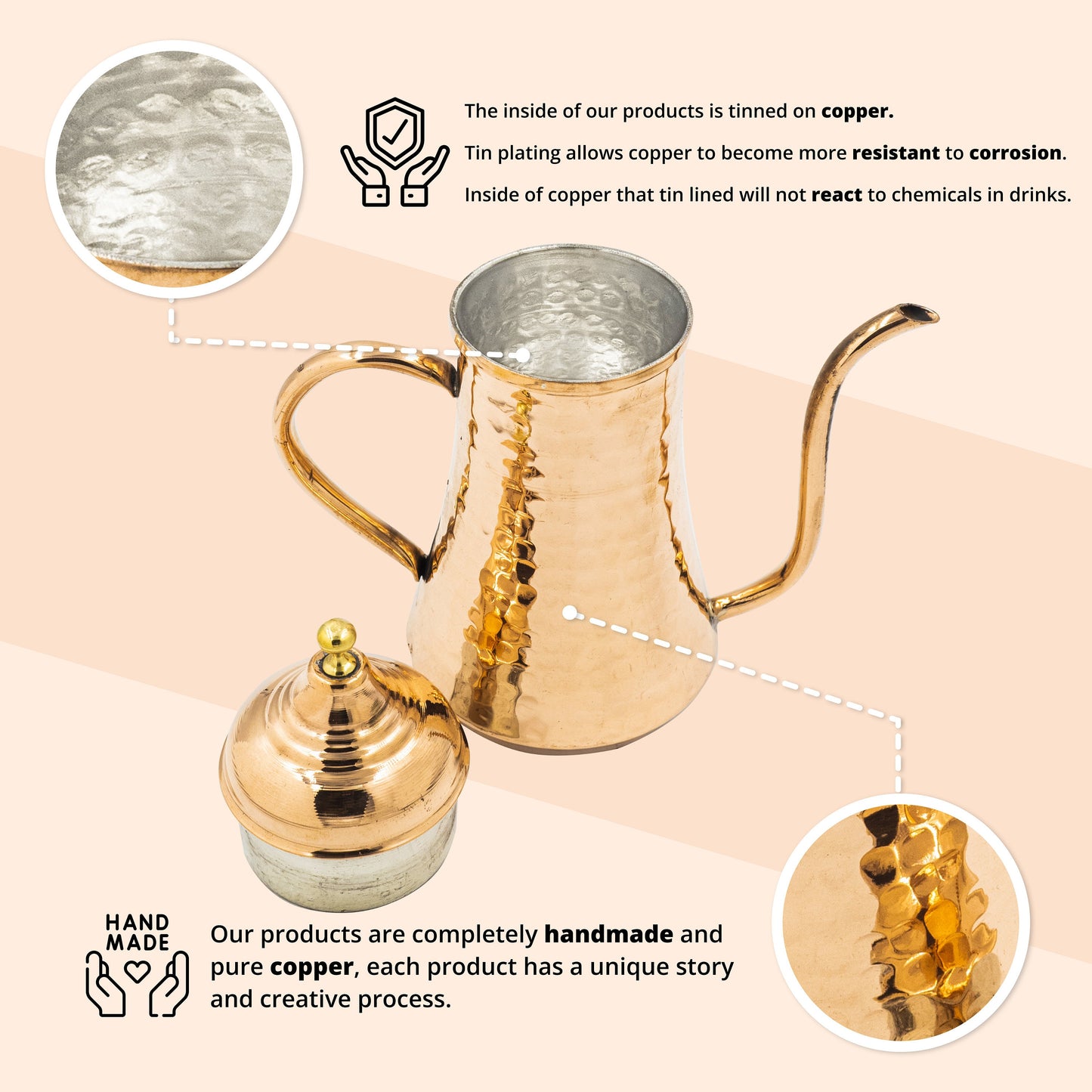 Hammered Copper Oil Bottle, Pure Copper Oil Cruet, Handmade Copper Oil Dispenser