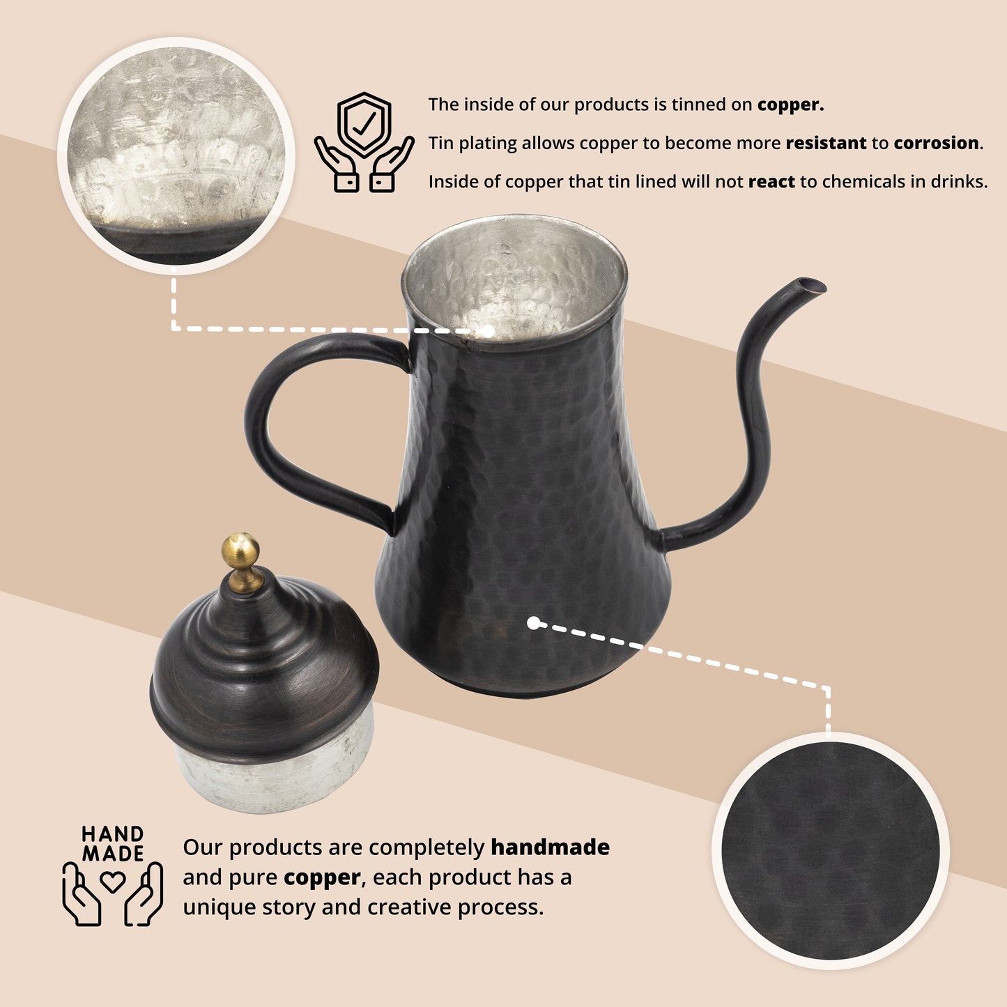 Hammered Copper Oil Bottle, Pure Copper Oil Cruet, Handmade Copper Oil Dispenser