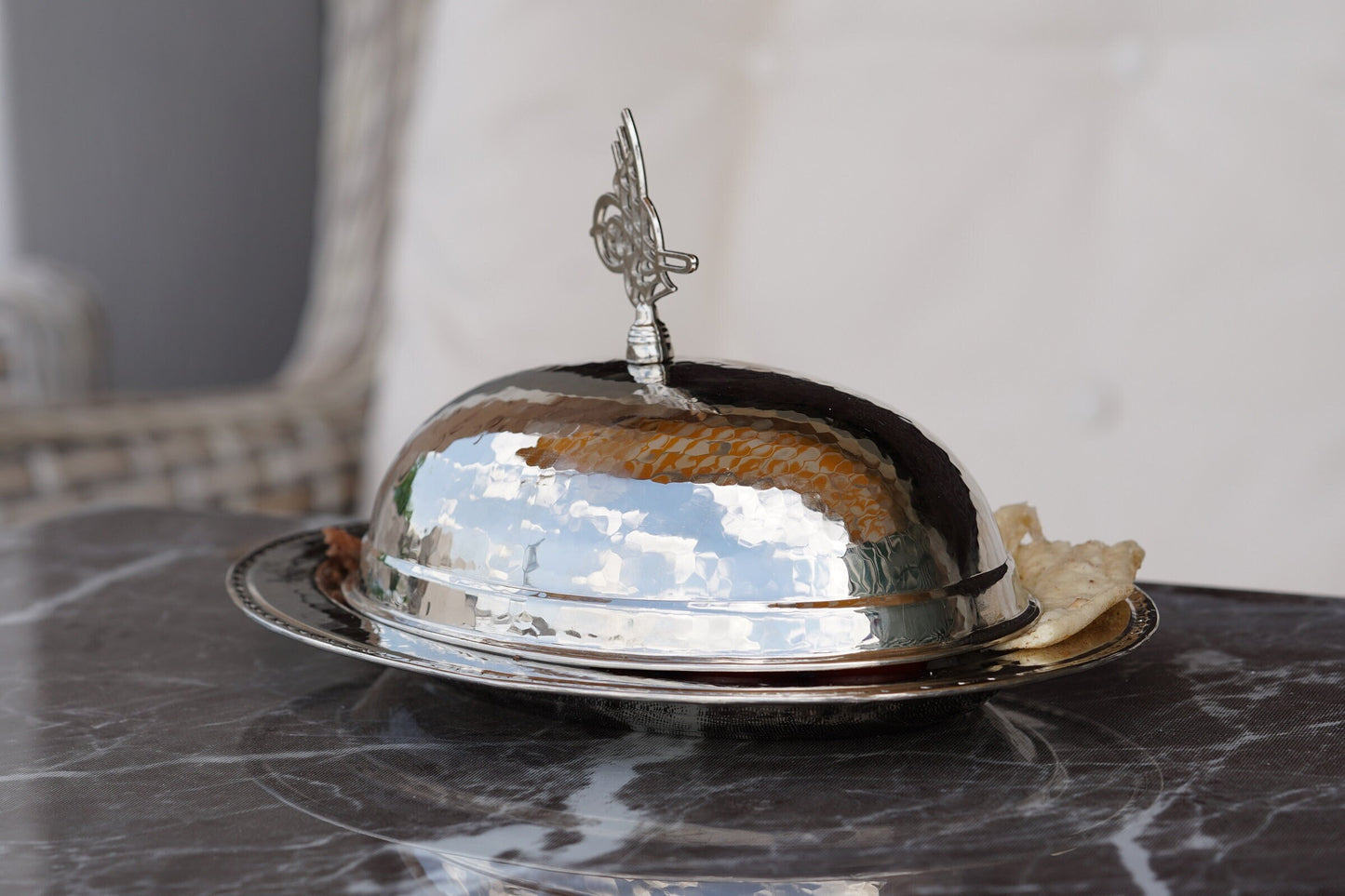 Handmade Hammered Copper Serving Plate with Lid, Copper Serving Tray, Handmade Copper Dining Platter, Copper Serving Plate