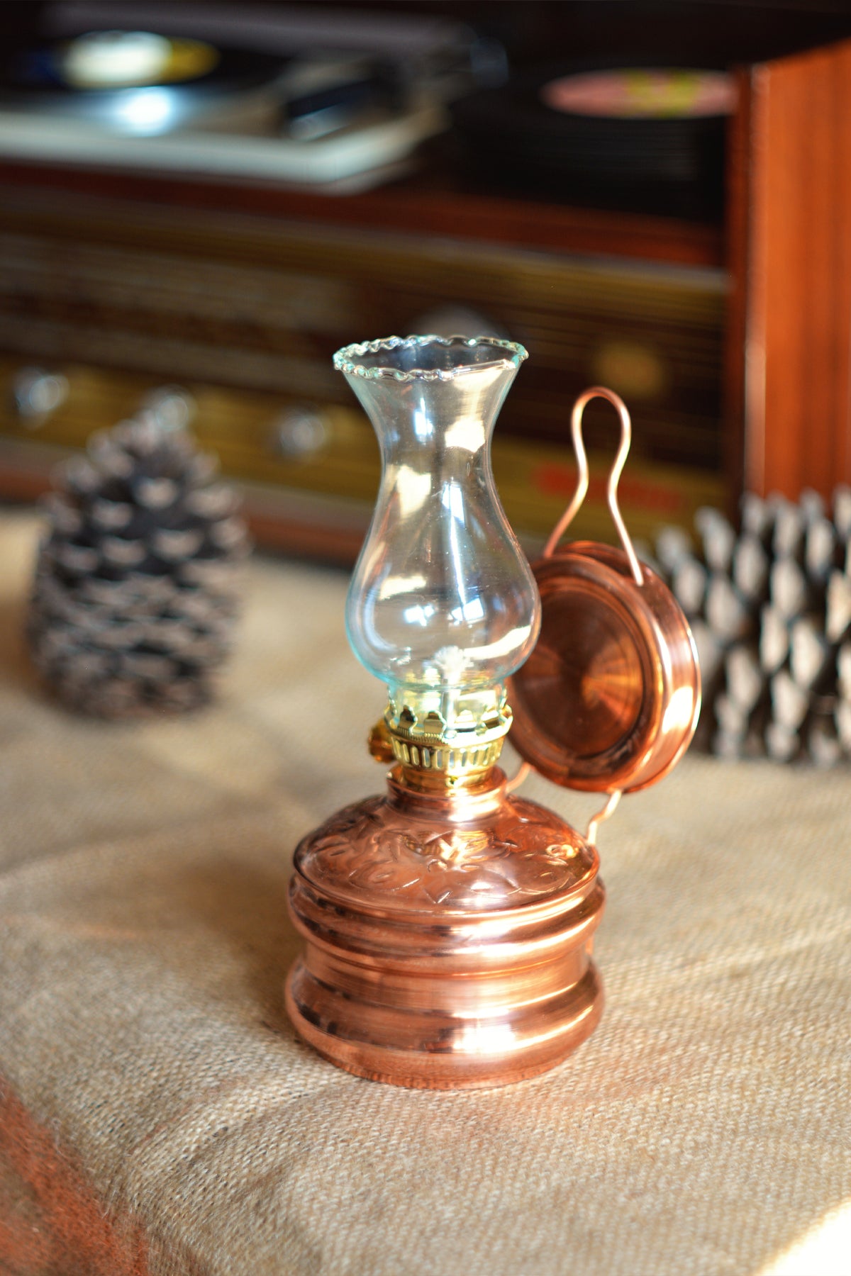 Copper Oil Lamp, Vintage Oil Lamp, Decorative Copper Oil Lamp