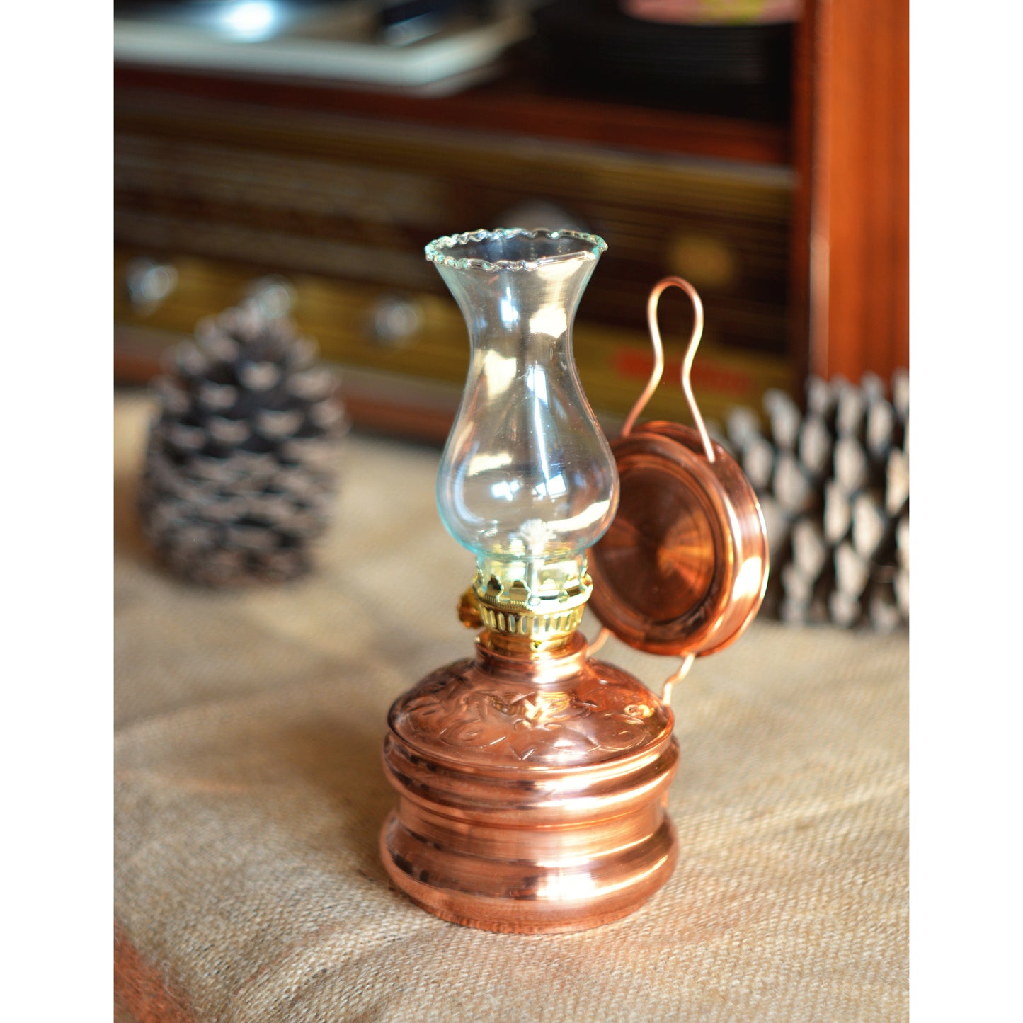 Copper Oil Lamp, Vintage Oil Lamp, Decorative Copper Oil Lamp