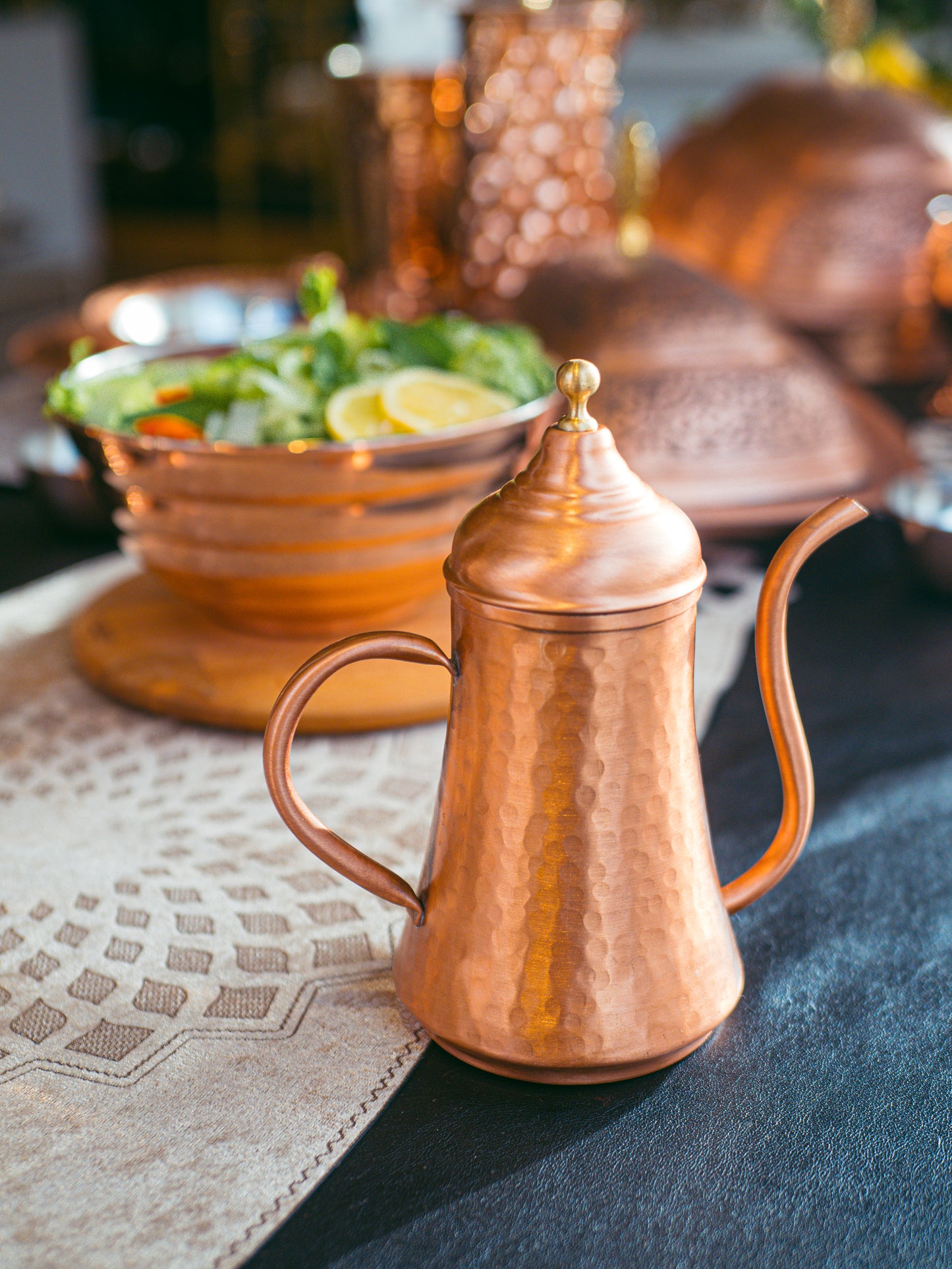 Handmade Hammered Copper Oil Dispenser, Matte Copper, 3 Size Options