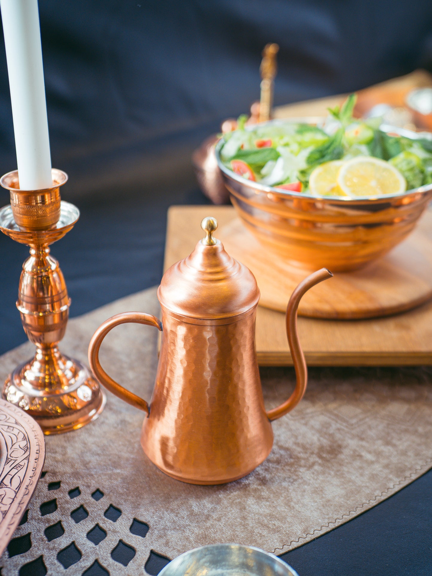 Handmade Hammered Copper Oil Dispenser, Matte Copper, 3 Size Options