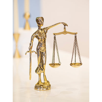 Brass Justice Themis Goddess Statue Decor