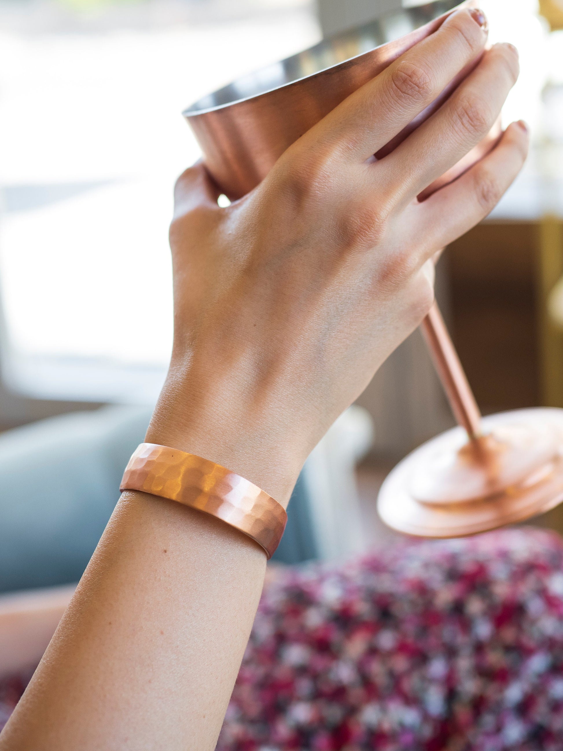 Copper Hammered Cuff Bracelet