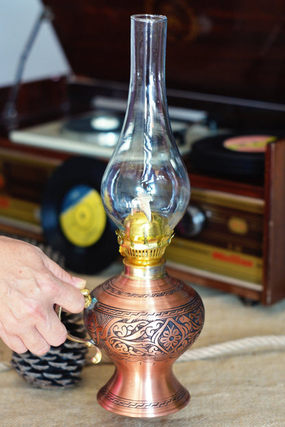 Engraved Copper Oil Lamp