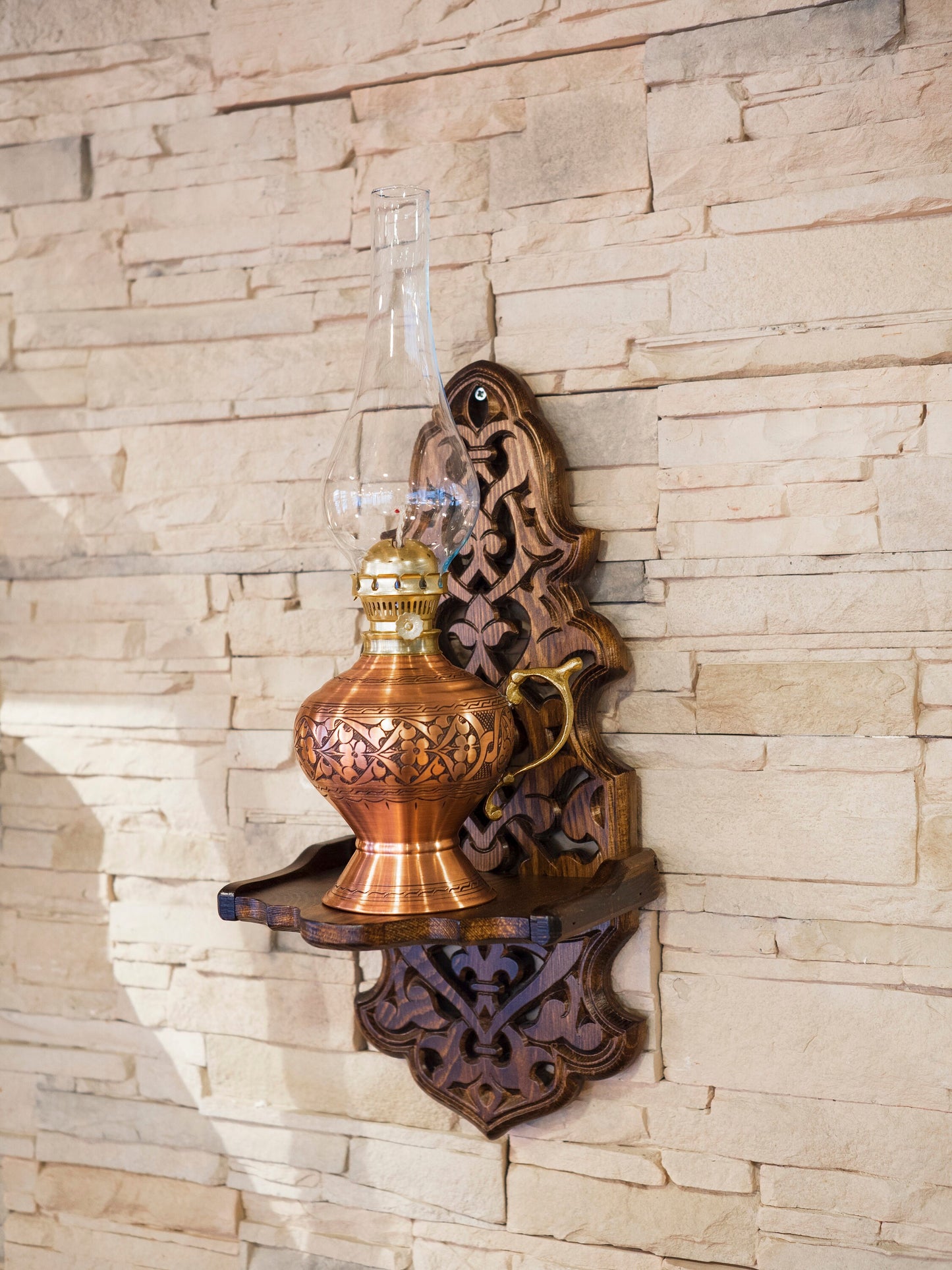 Engraved Copper Oil Lamp
