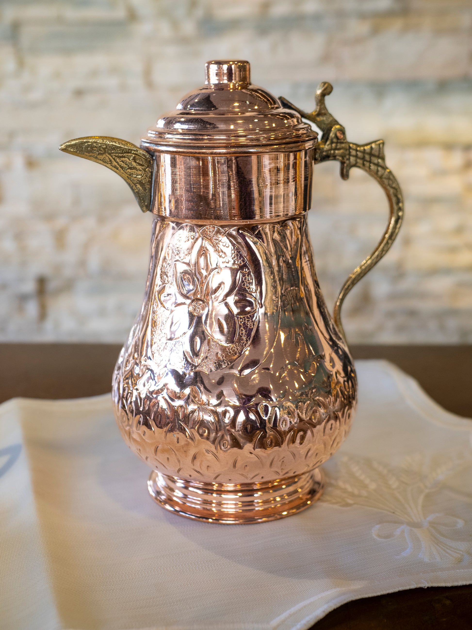Engraved Copper Pitcher
