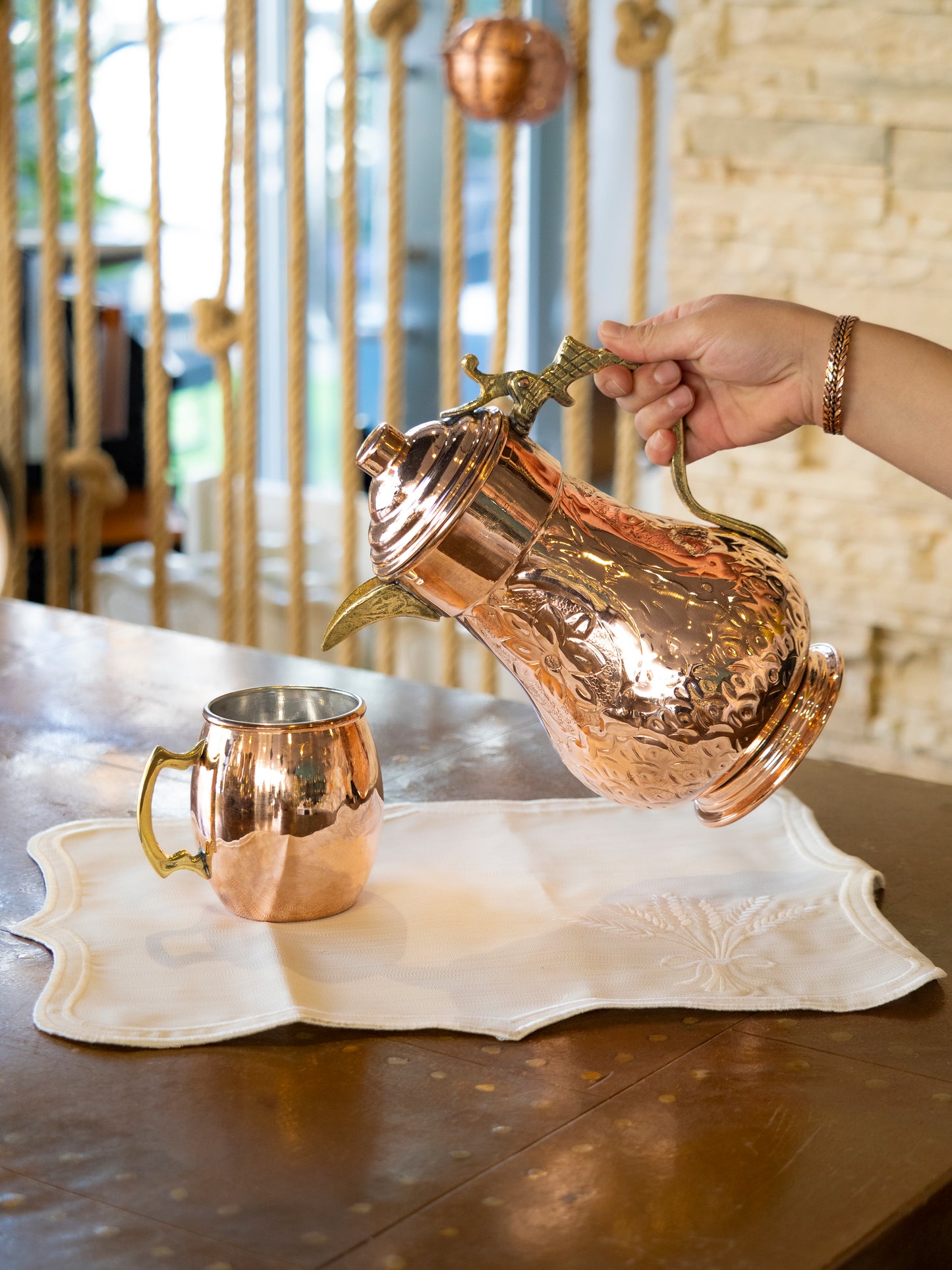 Engraved Copper Pitcher