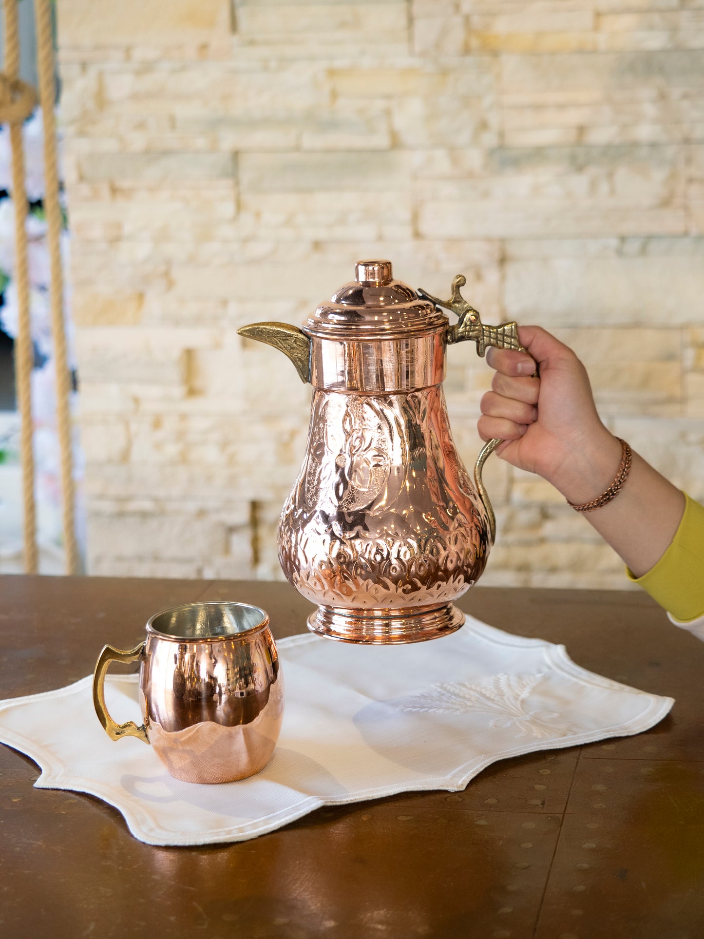 Engraved Copper Pitcher