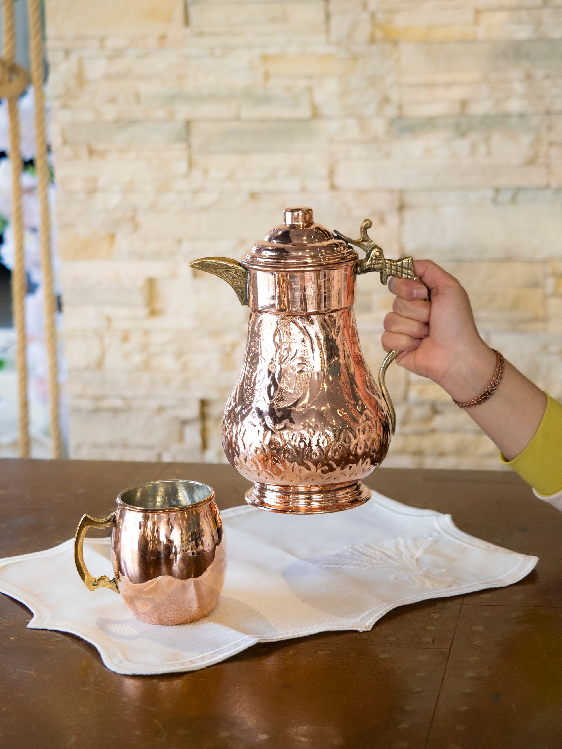 Engraved Copper Pitcher