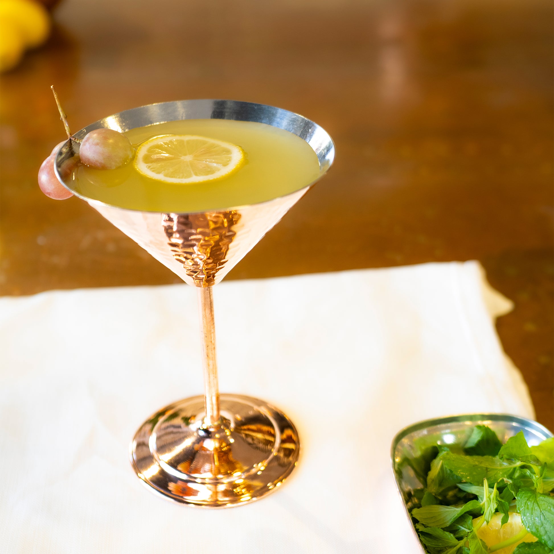 Hammered Copper Martini Glass