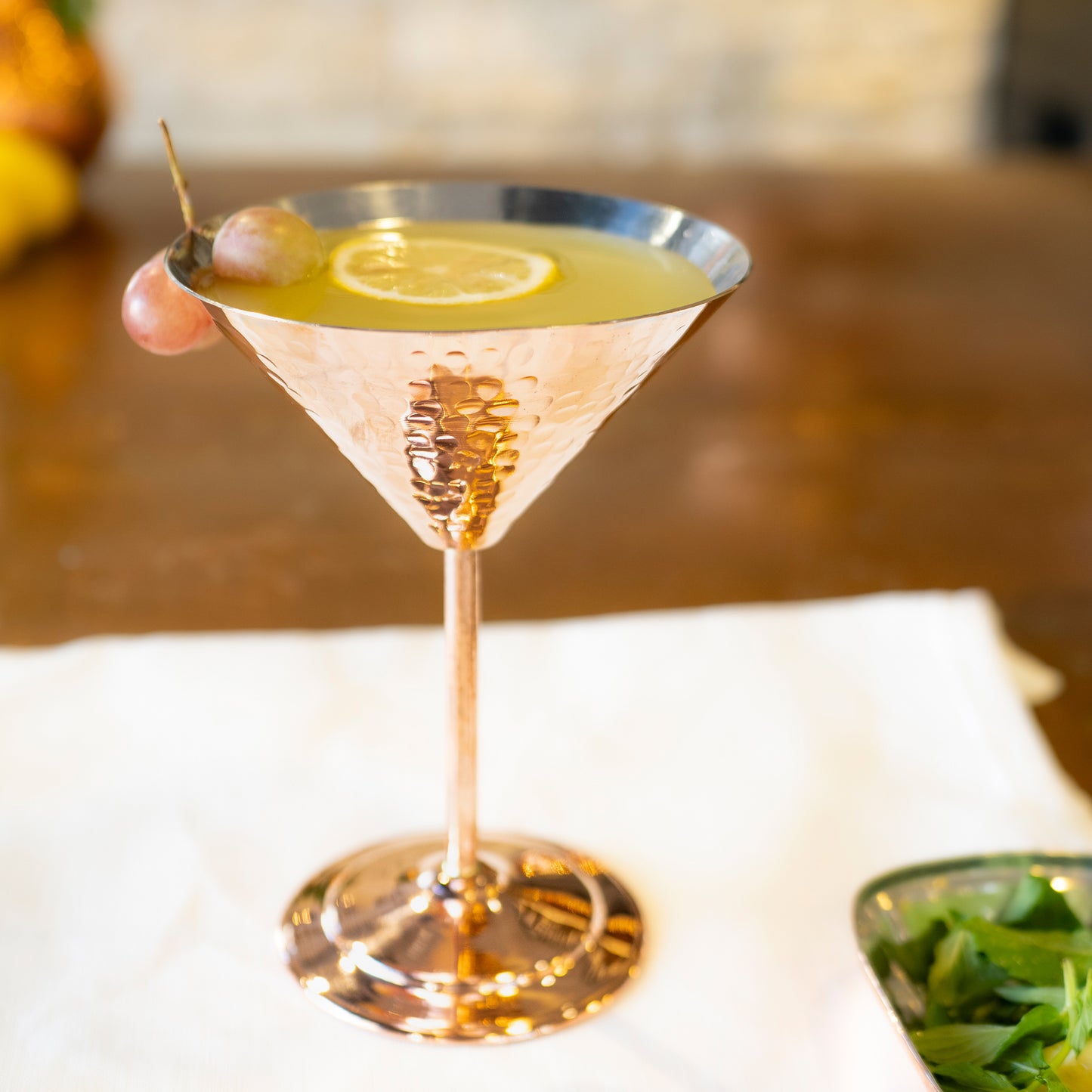 Hammered Copper Martini Glass