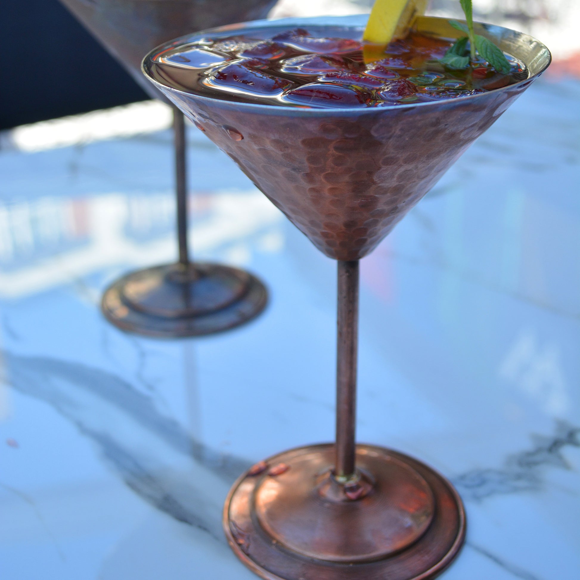 Hammered Copper Martini Glass
