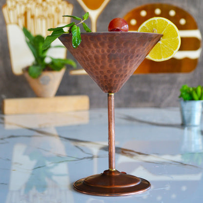 Hammered Copper Martini Glass