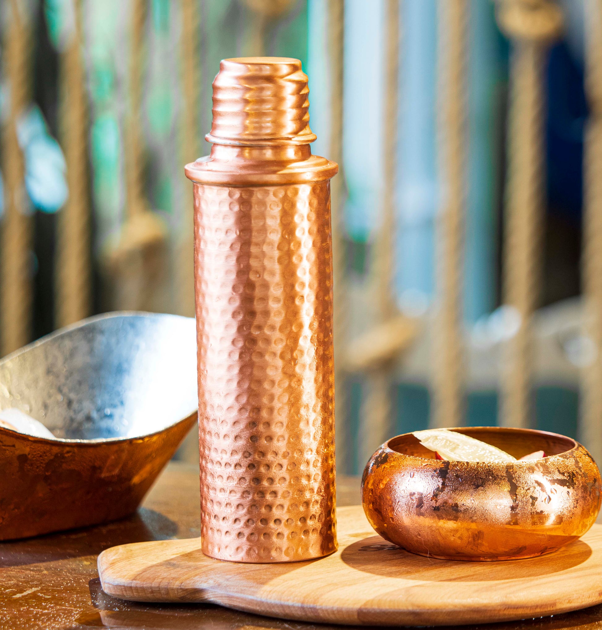 Hammered Copper Water Bottle, Handcrafted Copper Water Bottle, Capacity 27 Oz (800ml) - 16.9 Oz(500ml), Waterproof Water Bottle