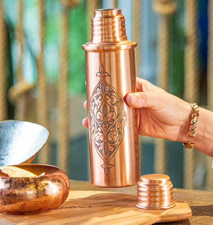 Handcrafted  Engraved Copper Water Bottle, Copper Water Bottle, Waterproof Water Bottle