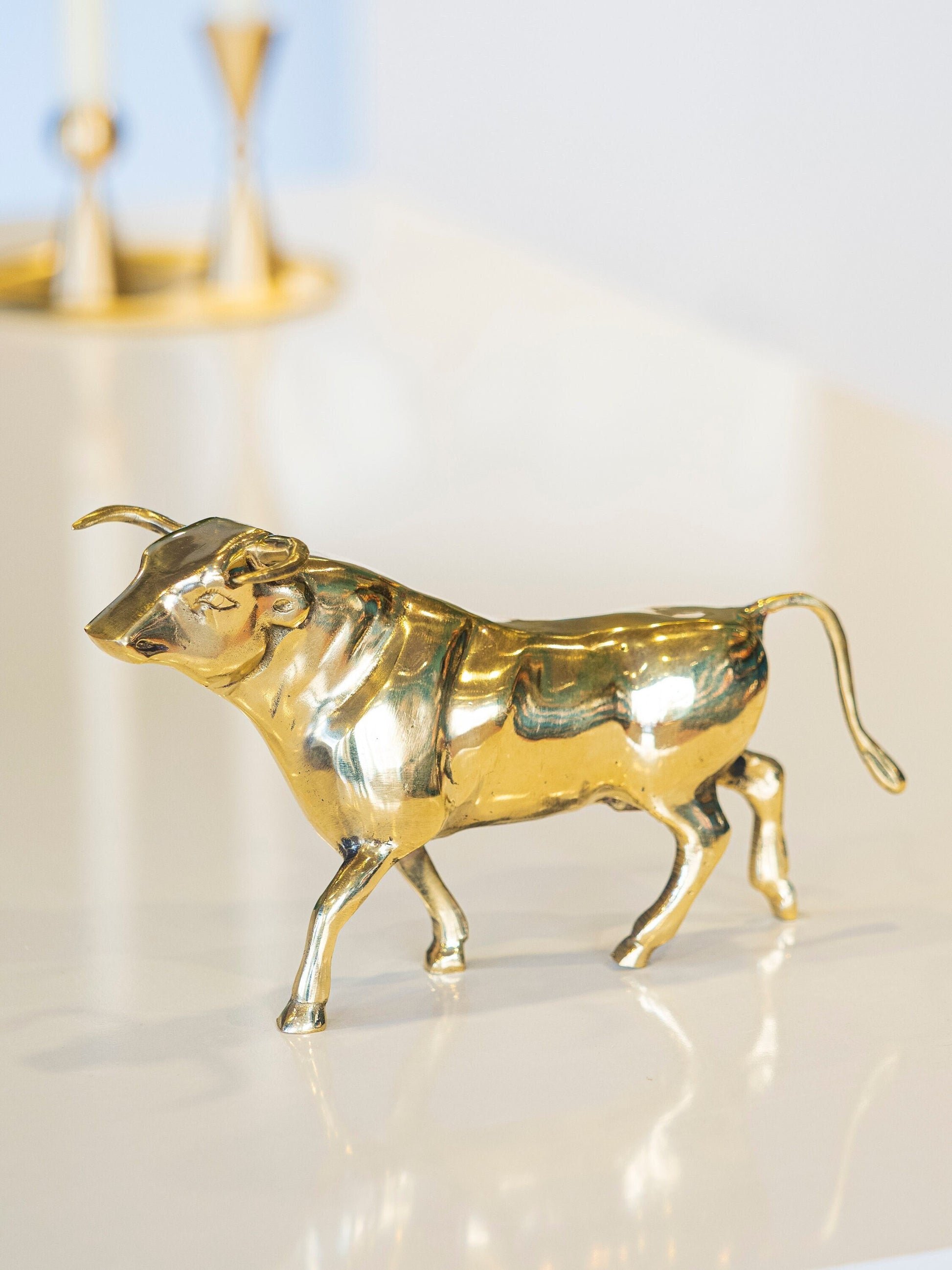 Solid Brass Bull Figurine