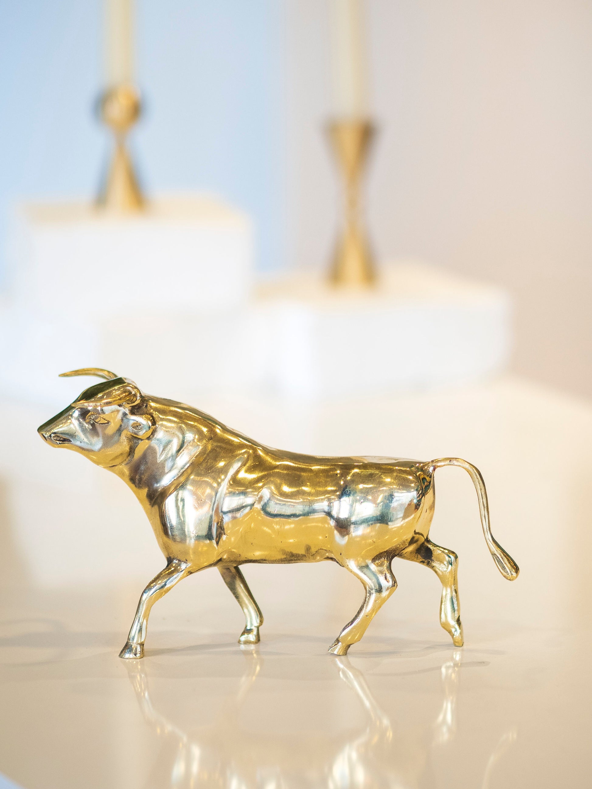 Solid Brass Bull Figurine