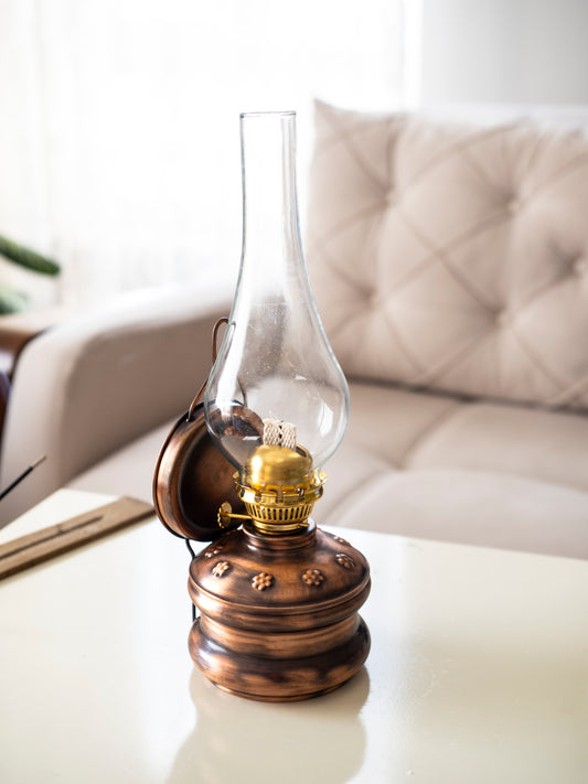 Decorative Copper Oil Lamp, Vintage Oil Lamp, 3 Color Options