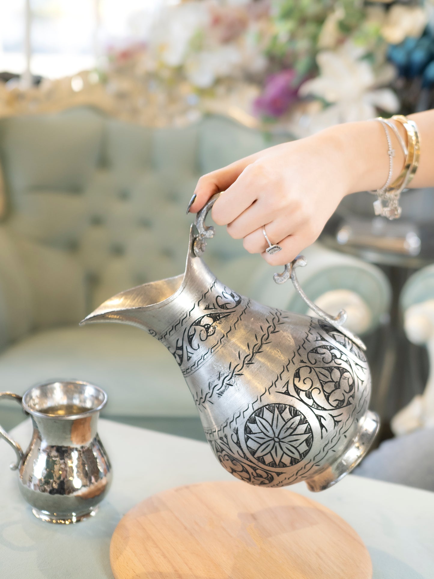 Handmade Engraved Copper Pitcher 2.1 Quarts