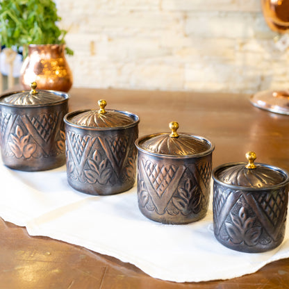 Handmade Copper Canister Set of 4, Storage Box