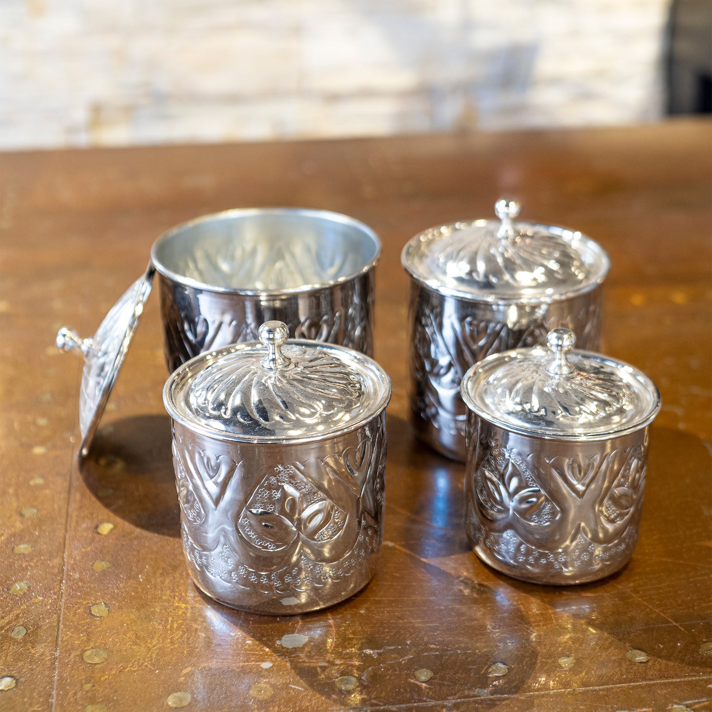 Handmade Copper Canister Set of 4, Storage Box