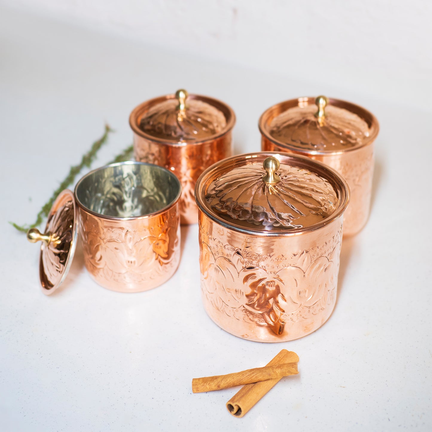 Handmade Copper Canister Set of 4, Storage Box