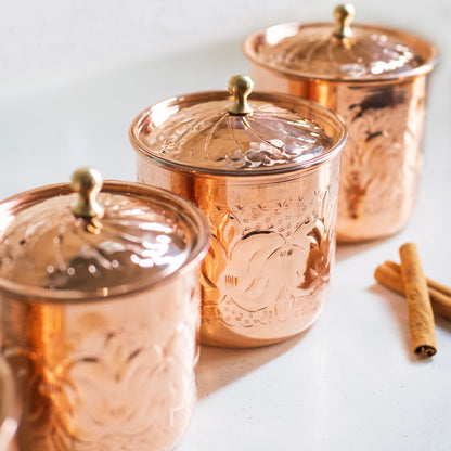 Handmade Copper Canister Set of 4, Storage Box