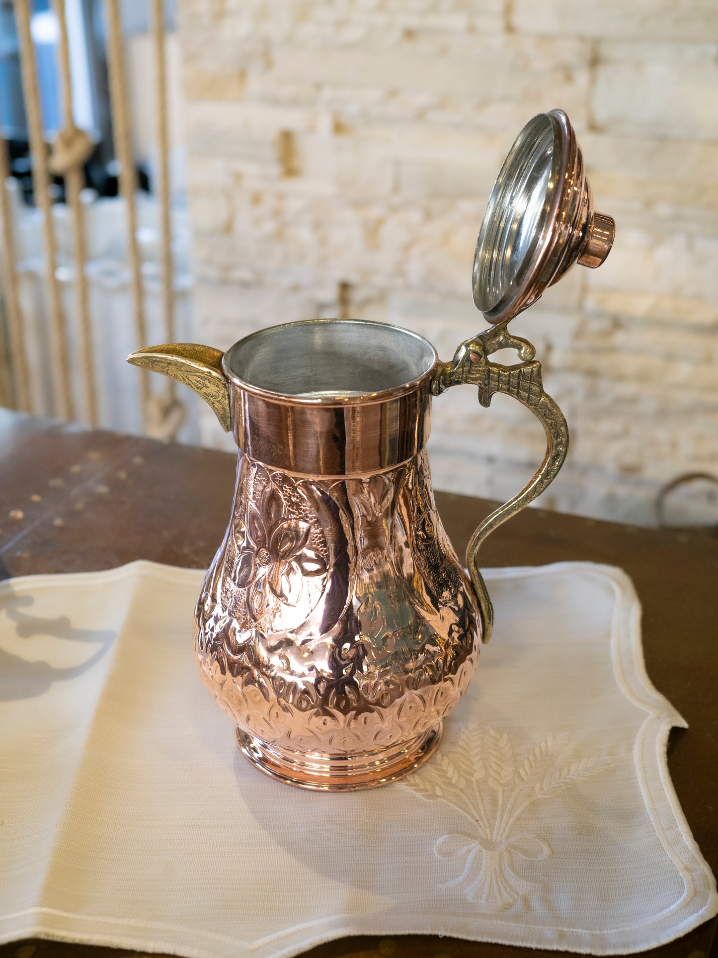Handmade Engraved Copper Pitcher