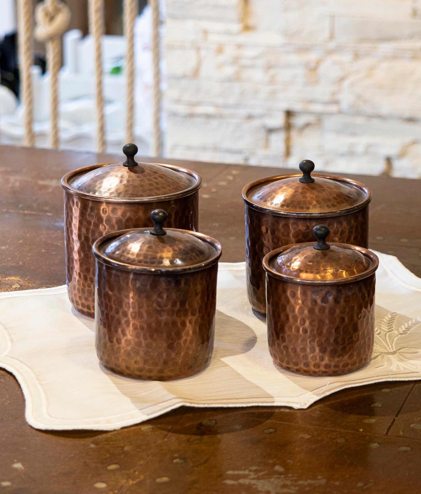 Handmade Copper Canister Set of 4, Handmade Copper Jar Canister, Copper Storage Box, Kitchen Decoration