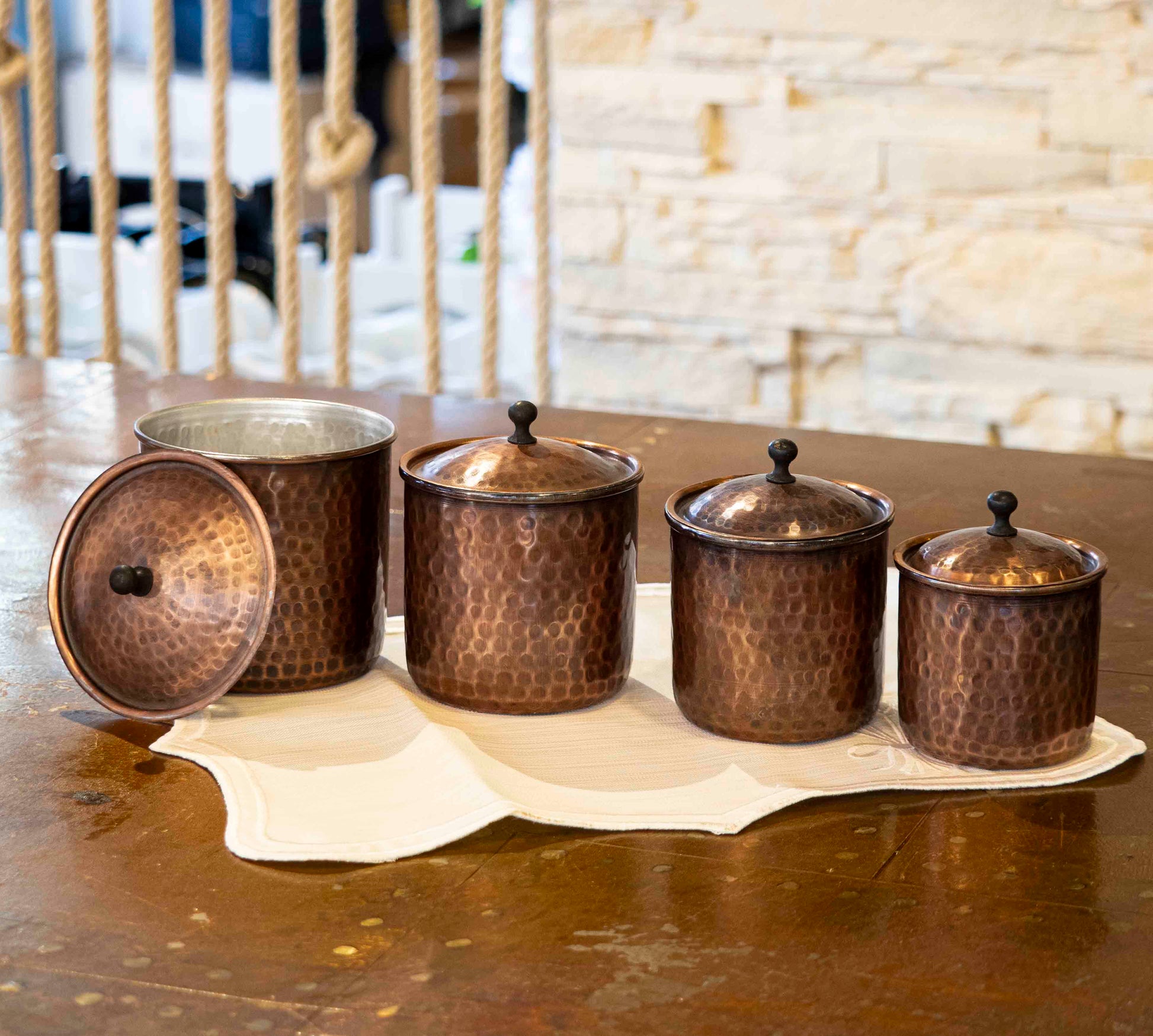 Handmade Copper Canister Set of 4, Handmade Copper Jar Canister, Copper Storage Box, Kitchen Decoration