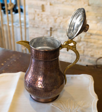 Handmade Hammered Copper Pitcher 2 Liters, Vintage Copper Pitcher, Unique Copper Pot, Copper Kitchen Decor