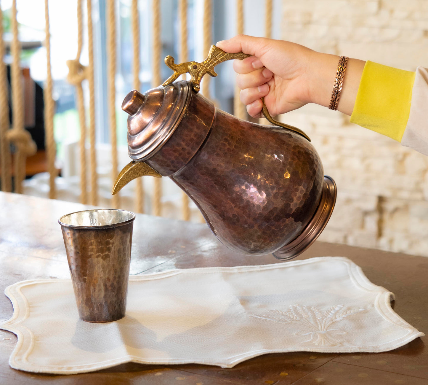 Handmade Hammered Copper Pitcher 2 Liters, Vintage Copper Pitcher, Unique Copper Pot, Copper Kitchen Decor