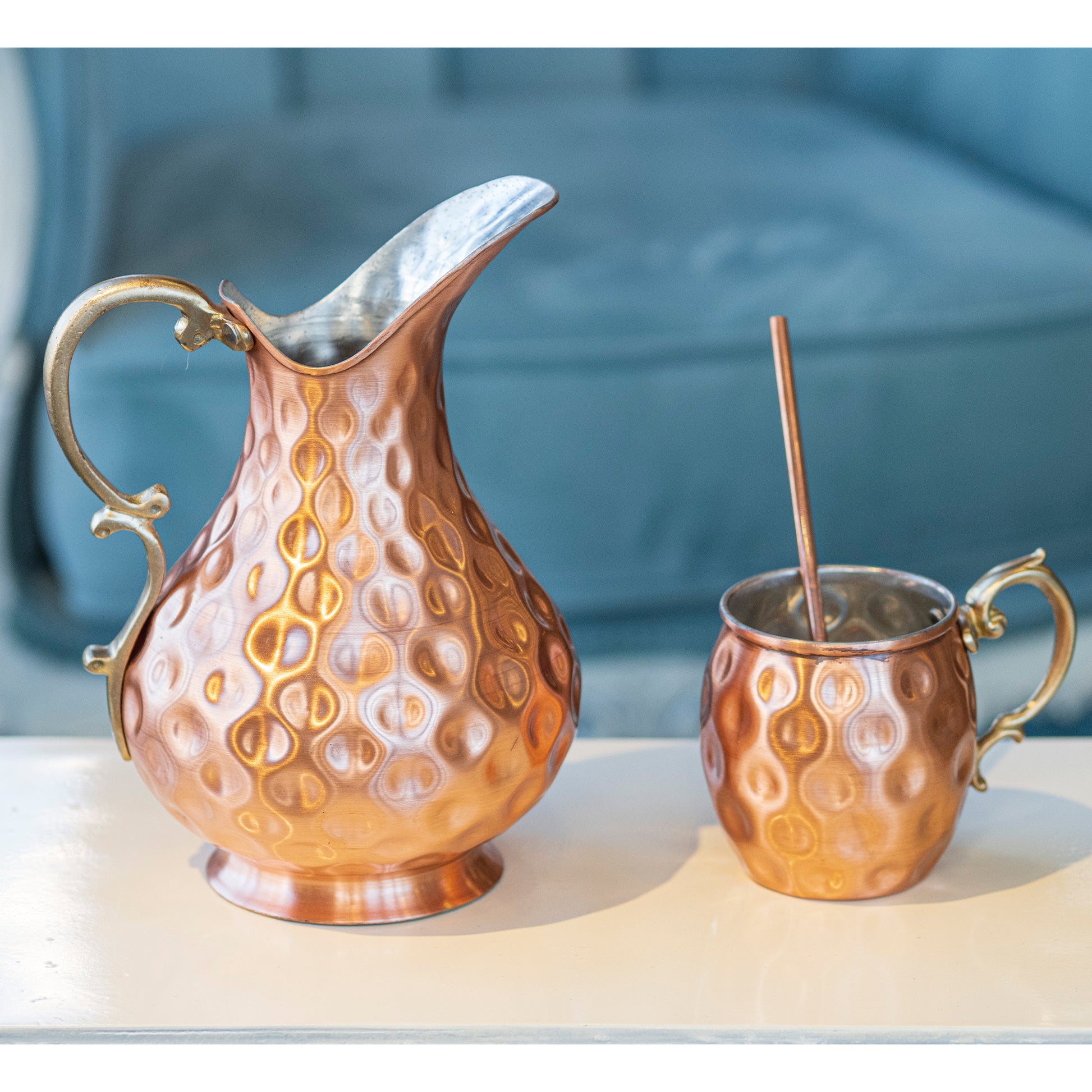 Copper Pitcher, Handmade Copper Carafe, Solid Copper Jug