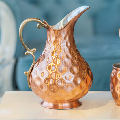 Copper Pitcher, Handmade Copper Carafe, Solid Copper Jug