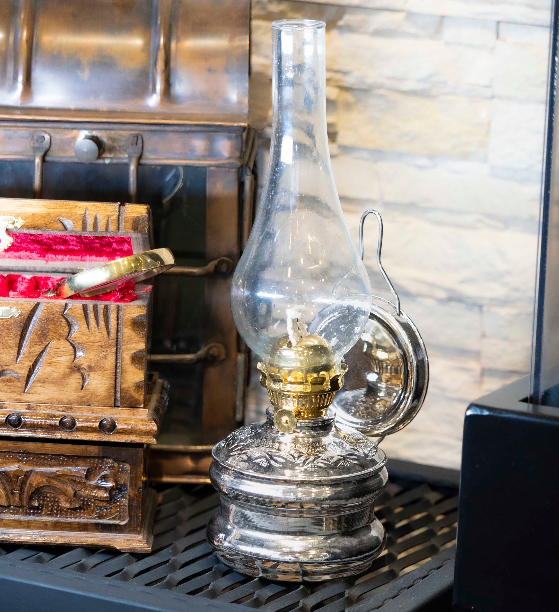 Decorative Copper Oil Lamp, Vintage Oil Lamp, 3 Color Options