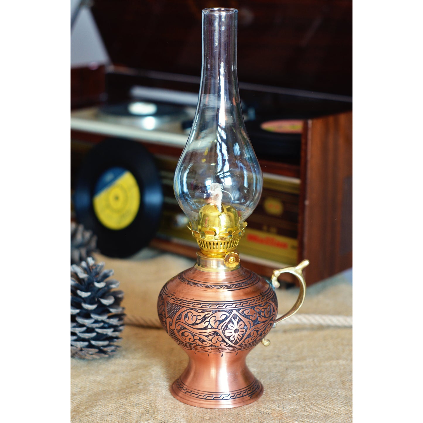 Copper Oil Lamp, Vintage Oil Lamp, Decorative Copper Oil Lamp, Copper Oil Lantern