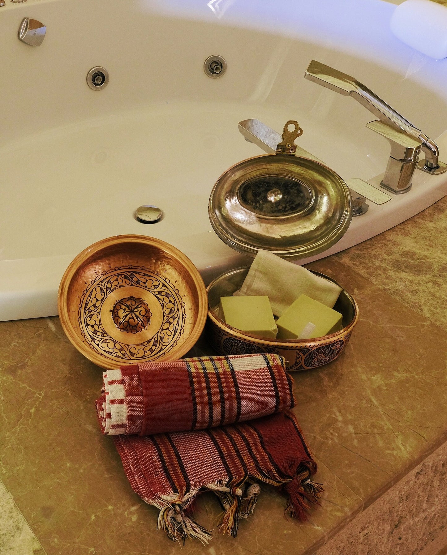 Turkish Bath Set, Copper Bath Set, Bath Towel Set, Bath Set, Traditional Turkish Bath Set, Copper Bath Bowl, Turkish Bath Kit, Hammam Set