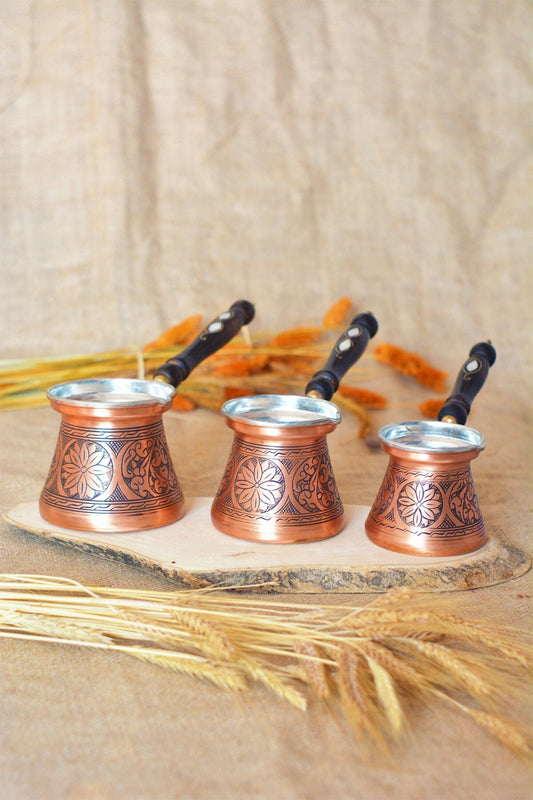 Copper Coffee Pot, Turkish Coffee Pot, Handmade Copper Coffee Pot Set, Turkish Coffee Pot Set, Vintage Coffee Pot Set