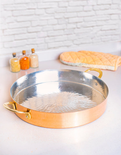 Copper Oven Pan, Handmade Copper Oven Tray with Two-Handle