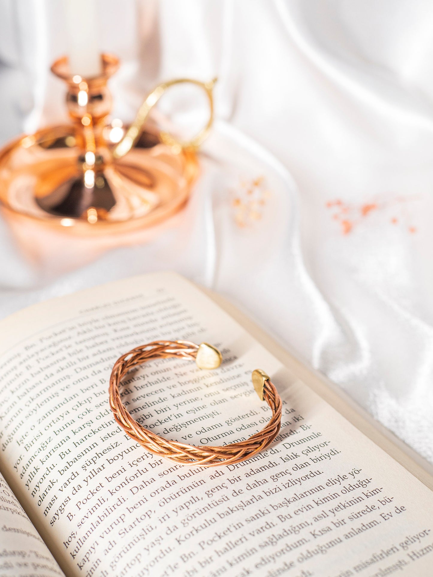 Copper Knitting Bracelet, Natural Copper Cuff Bracelet