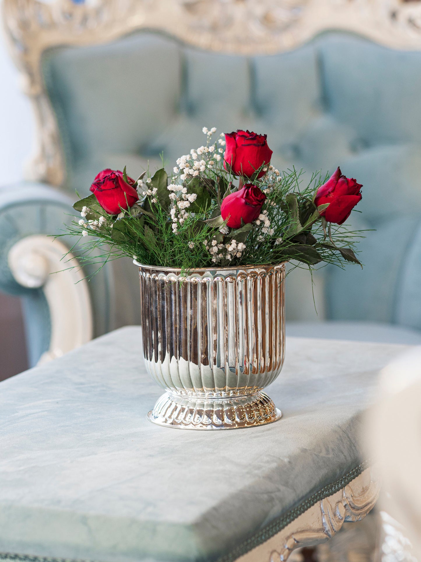 Silver Plated Copper Vase, Luxury Copper Home Decoration