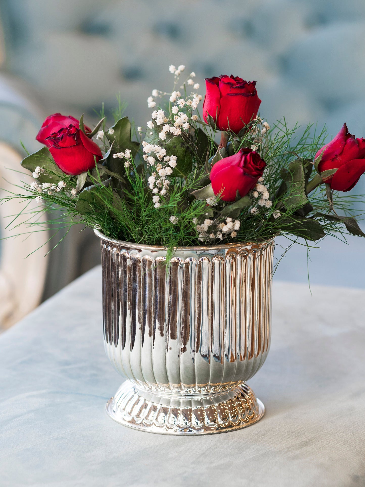 Silver Plated Copper Vase, Luxury Copper Home Decoration