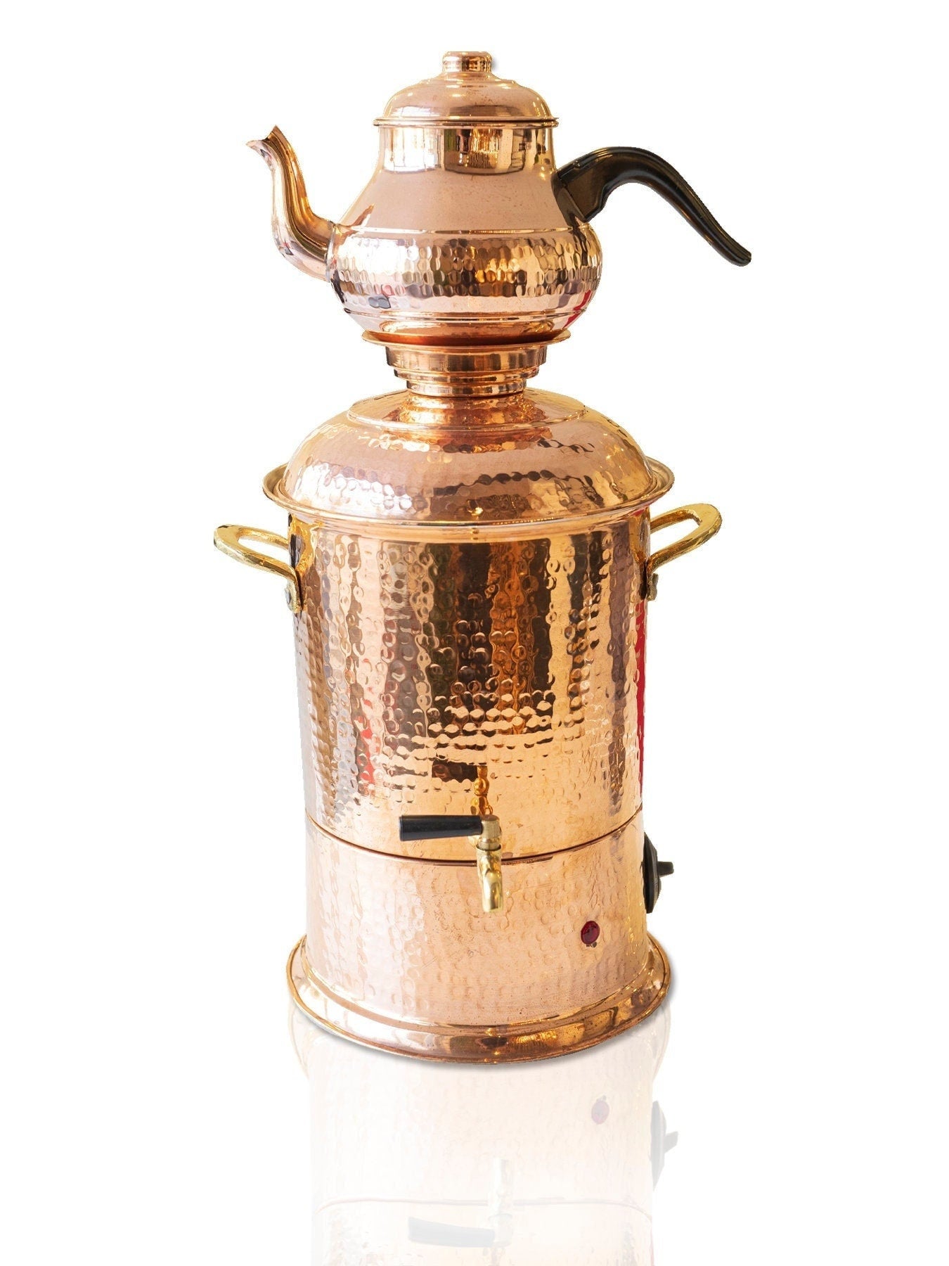 Handmade Copper Samovar with Electric Thermostat, %100 Handmade Copper Turkish Samovar, Copper Samovar