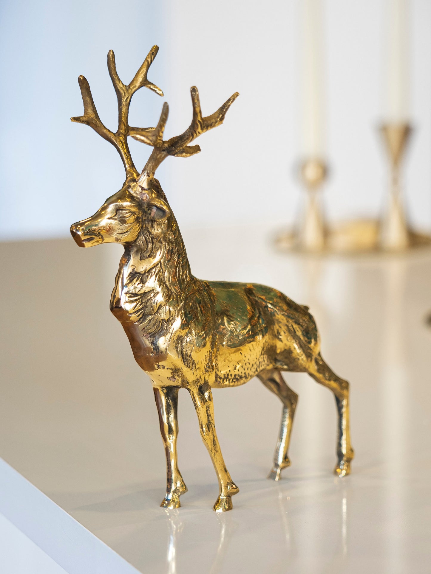 Christmas Gift Solid Brass Deer Statue